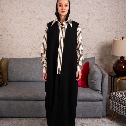 Stripe Brown shirt Abaya