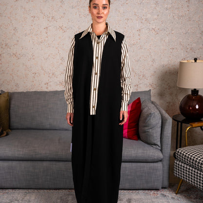 Stripe Brown shirt Abaya
