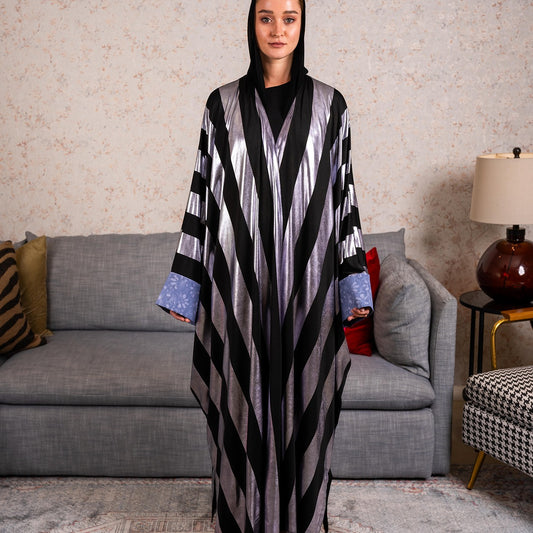 Selver stripe Abaya