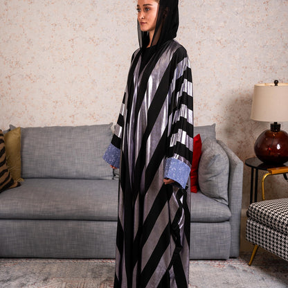 Selver stripe Abaya