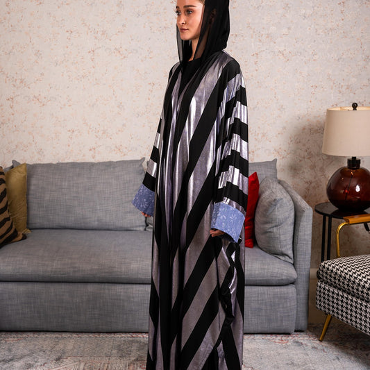 Selver stripe Abaya