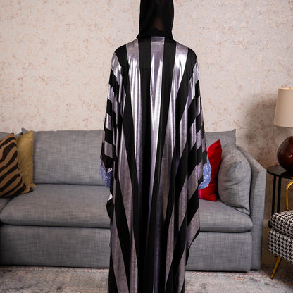 Selver stripe Abaya