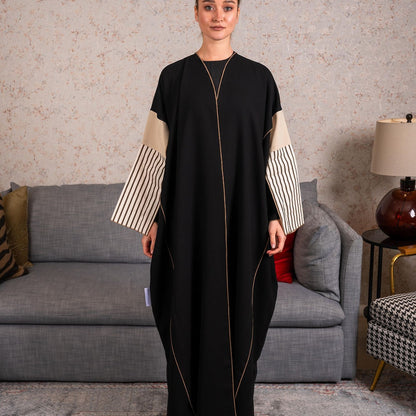 Stripe cotton sleeves Abaya