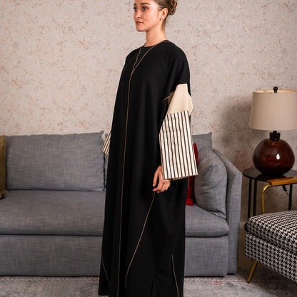 Stripe cotton sleeves Abaya