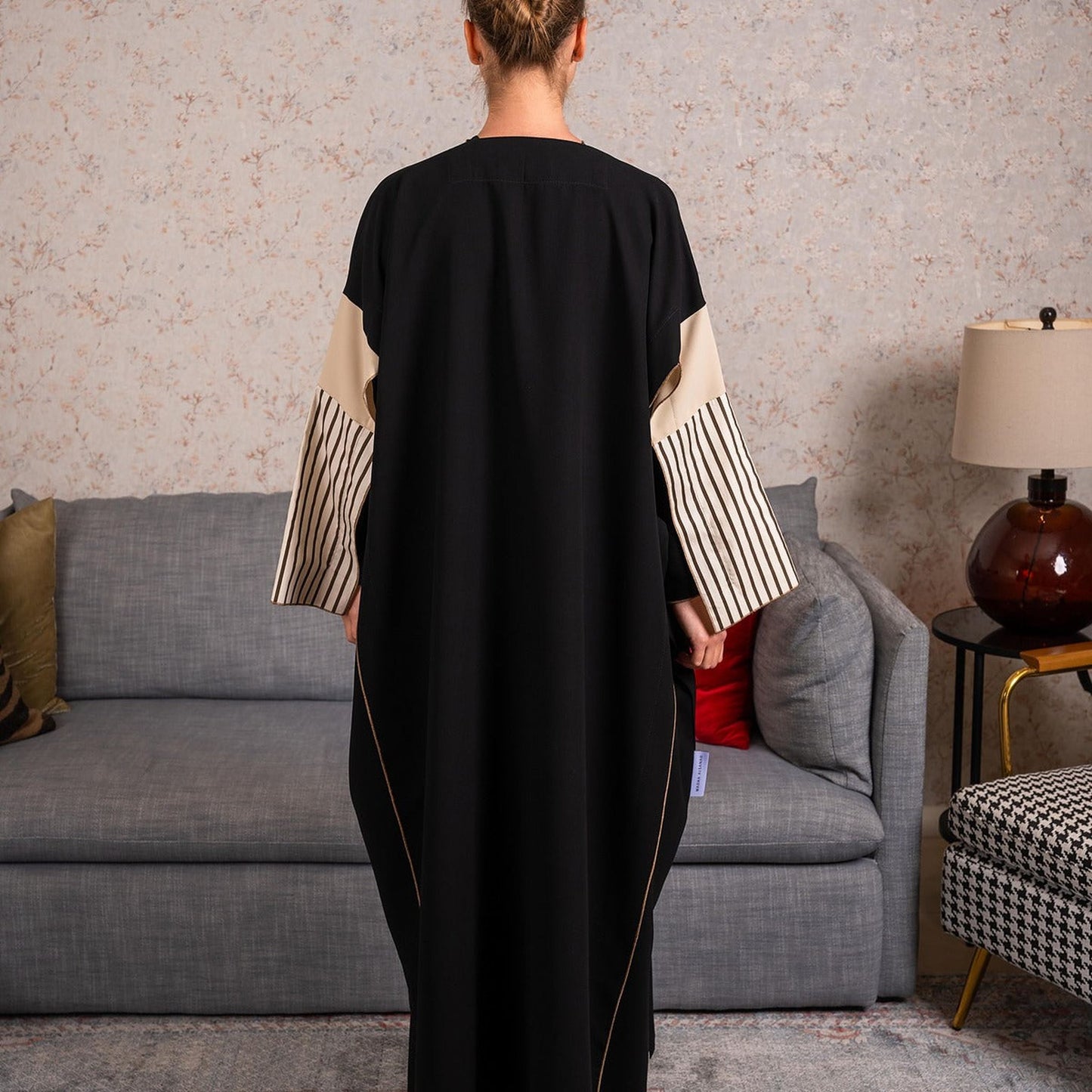 Stripe cotton sleeves Abaya