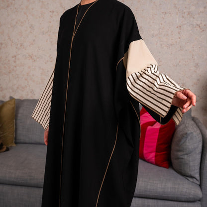 Stripe cotton sleeves Abaya