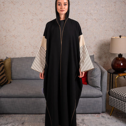 Stripe cotton sleeves Abaya