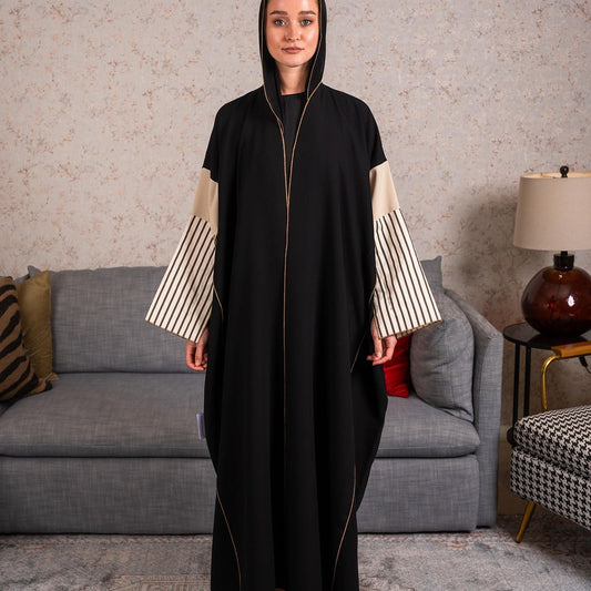 Stripe cotton sleeves Abaya