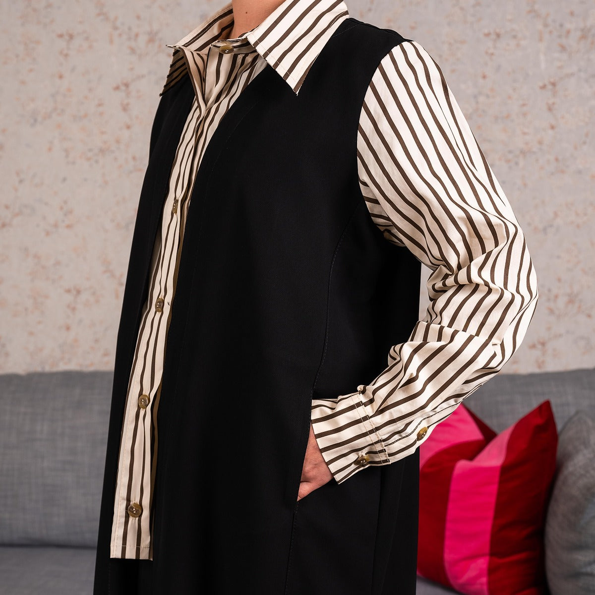 Stripe Brown shirt Abaya